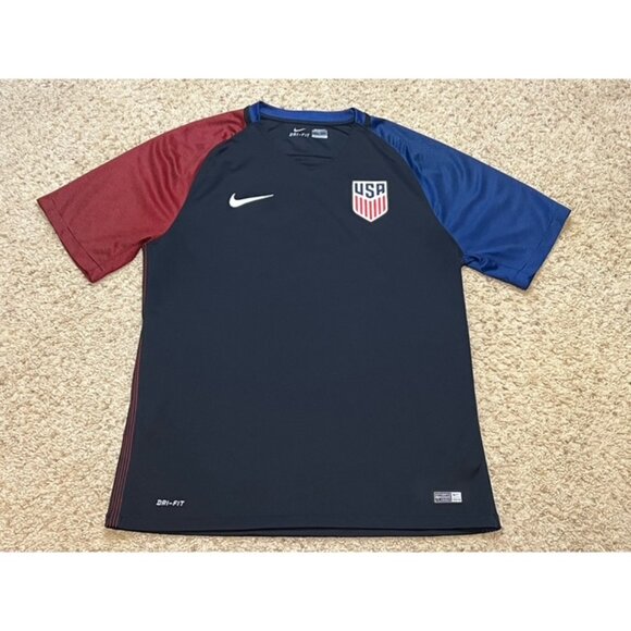 Team USA Men Nike Dri Fit 2016 Black Away Kit Jersey Shirt Size Large EUC USMNT - Picture 1 of 6
